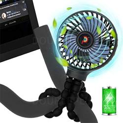 DoublePlus for Peloton Fan /NordicTrack Fan,Most Exercise bike & Treadmill,Flexible Tripod with 3 Speeds,Upgrade 2600mAh Battery Powered,Portable Handheld Personal Fan for Peloton Bike & Tread,Smart Mini Fan,Peloton Accessories(Black)