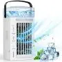 Climatiseur Portable, Mini Ventilateur Rafraîchissant Évaporatif avec 3 Vitesse, Lumières LED, Ventilateur de Bureau Silencieux, Brosse d'Arrosage Humidificateur Rafraîchissant pour Pièce Maison Bureau