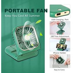 Mini Fan Power Bank Mobile phone power bank Small Fan USB Portable Charger Fan Power Bank Mini Handheld Fan Desk Fan, Small Personal Fan with 3 Speeds Neck Fan Rechargeable Fan Green