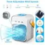 Portable Air Conditioner, Updated 3 in 1 Rechargeable Noiseless Evaporative Air Conditioner with LED Light/Humidifier, Air Cooler with Handle, Simply Modern Mini Air Conditioner Fan for Office
