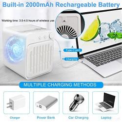 Portable Air Conditioner, Personal Evaporative Cooler Air Conditioner Fan, Cordless&Rechargeable Personal Air Cooler for Room and Office