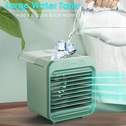 Personal Air Cooler Portable Air Conditioner Humidifier, 2-in-1 Mini Air Cooler, 3 Wind Speeds, Large Water Tank, Ultra Quiet Work, USB Table Fan for Home Bedroom Office Indoor Outdoor