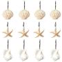 YUKUNTANG Shower Curtain Hooks, 12 Pcs Seashell Anti Rust Decorative Resin Shower Curtain Rings Hooks for Bathroom Bedroom Baby Room Decor
