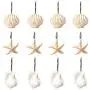 YUKUNTANG Shower Curtain Hooks, 12 Pcs Seashell Anti Rust Decorative Resin Shower Curtain Rings Hooks for Bathroom Bedroom Baby Room Decor