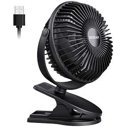 BESKAR USB Powered Clip on Fan, 6 Inch Portable Fan with Strong Airflow,3 Speeds Small Fan with Sturdy Clamp, Quiet Personal Desk Fan for Office Table Bedroom Kitchen