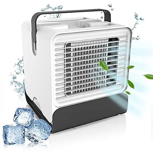 Luftkühler, Verdunstungskühler & Tragbarer Luftkühler/Luftklimaanlage mit Luftbefeuchter Mini-Ionisator USB-Kühler, Schreibtischkühlung, stark, geringes Geräusch, Nachtlicht Design Neu