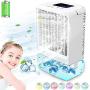Tragbarer Luftkühler Ventilator, Kühlventilatoren, Persönlicher Luftkühler Mini mit Timer, 7 Farben Licht, 3 Geschwindigkeiten, leiser Luftbefeuchter, für Raum, Zuhause, Büro