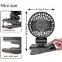 Mini-Ventilator mit Clip, Akkubetriebener Taschenventilator, Kleiner Tragbarer Schreibtischventilator, 3 Geschwindigkeiten, Starker Luftstrom, 360° Freie Drehung, für Reisen, Drinnen, Draußen