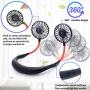 Maxesla Portable Fan, Mini Neck Fan, Handsfree Small Fan 360°Rotation, USB Fan Rechargeable Cooling Fan, Personal Fan with Dual Wind Head 3 Speeds LED Light for Home Traveling Sport Outdoor, Black