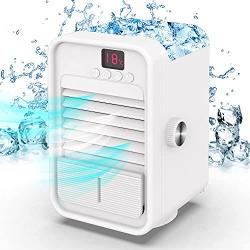 SENNILOX Portable AC Air Conditioner Fan, Personal Air Cooler, Mini Evaporative Humidifier Desk Fan with 120° Wide Angle Swing Head & Temperature Display for Home, Office, and Bedroom