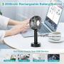 Handheld Mini Fan Portable Rechargeable Fan Battery Operated Yoroshi 3 Adjustable Speed Hand Held Fan, Removable Base Desk Fan for Home Office Indoor Outdoor Travel
