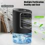 Portable Air Conditioner, Mini Personal Air Cooler Desk Fan 3 Speeds, Timer, 7 Colors LED Light Air Cooling Fan with Handle Quiet Air Circulator Humidifier Misting Fan for Small Room Home, Office, Bedroom