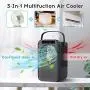 Personal Air Cooler, Evaporative Air Cooler, Portable Air Conditioner with LCD Display. 600ML Desktop Air Conditioning Fan with 3 Speeds. Small Space Humidifier Misting Fan for Room Home Office Dorm
