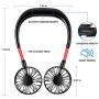 Portable Neck Fan Hand Free Personal Mini Fans USB neck hang fan, 360 Degree Free Rotation personal cooling fan handheld portable fans,Wearable neck fan Suitable for Traveling ,Sports, Office(Black)