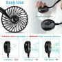 Neck Fan Wearable Personal Fans - 3 Speed Small Portable Fan with 7 LED Lights, Mini USB Neck Fans Portable Rechargeable, 360° Cooling Battery Operated Neck Fan for Sport Outdoor Table Office Black