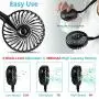 Neck Fan Wearable Personal Fans - 3 Speed Small Portable Fan with 7 LED Lights, Mini USB Neck Fans Portable Rechargeable, 360° Cooling Battery Operated Neck Fan for Sport Outdoor Table Office Black