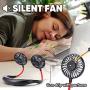 Portable Hanging Neck Sports Fan - 2600mAh Led Light Hands Free USB Rechargable Personal Wearable Neckband Fans Battery Operated 3 Level Air Flow Mini Necklace Fan Headphone Design Cooling Around Head fan for Camping