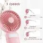 Tragbarer Mini-Ventil mit LED-Licht, verstellbar, Tragbarer wiederaufladbarer Ventilator mit leisem Betrieb, Spiegel-Ventilator, kleiner USB-Ventilator, Geschenk für Frauen Reisen Outdoor Indoor Schreibtischventilator - Rosa