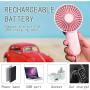 Mini Handheld Fan Powerful Small Personal Portable Fan with Lanyard, 3 Speeds Adjustable USB Rechargeable Battery Operated Cooling Fan for Indoor Outdoor Household Home Office Traveling , Pink