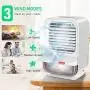 Covoi Tragbarer Luftkühler – Persönlicher Luftkühler mit 3 Windstärken, Luftbefeuchter, 4000 mAh Akku, wiederaufladbarer Mini-Luftkühler mit Licht für Raum/Büro