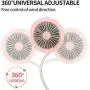Tragbarer Handfreie Nackenfön, 3 Geschwindigkeiten, USB-Aufladbare Mini-Ventilator, Kopfhörern-Armreif, 360 Grad Drehung für Zuhause, Camping, Büro, Auto und Reisen, Outdoor (Pink)