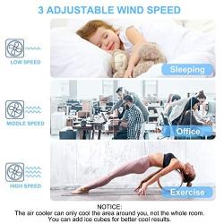 Air Conditioner Fan,NASUM Personal Air Cooler and Humidifier, 5 in 1 Mini Portable Evaporative Humidifier Air Freshener with 3 speeds& Colorful LED Light for Bedroom,Office,School,and Basement