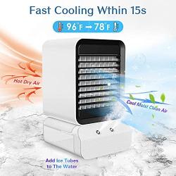 Wonido Portable Air Conditioner - Personal Mini Air Conditioner Fan 4-in-1 Evaporative Air Cooler with Humidifier/ 3 Speeds / 7 Colors Night Light, Desktop Swamp Cooler for Room Office Outdoor Travel