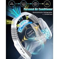 【3S Instant Cooling】Portable AC Cooler Fan with Refrigeration Chip for Neck Hands Free Neck Cooling Fan Adjustable Angles USB Rechargeable Portable Travel Fan for Sports Outdoor Working Driving