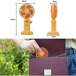 Handheld Mini battery Fan,Rechargeable Small Portable Person Fan,3 Types Wind Speed Adjustable USB Desk Fan for Women Girls Outdoor Travelling or Sport Office Home (Yellow, Mini)