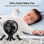 Mini Portable Fan, 2021 GUSGU Stroller Fan with Flexible Tripod, 3 Speed Cooling Desk Fan with Rechargeable Battery Operated,Small Fan for Bedroom, Outdoor, Camping, ect.