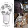 Hido Mini Handle Fan Battery Operate, Rechargeable Carabiner USB Mini Fan with Colorful Light, Portable Mini Handle Fan, Handle Fan Portable With Illumination for Camping Traveling Household, White
