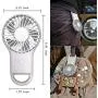 Mini Handheld Akku-Betriebsventilator, Wiederaufladbar mit Karabiner, USB Mini Ventilator mit Farblichem Licht, Tragbarer Mini-Ventilator, Handventilator Tragbar mit Beleuchtung für Camping Reisen Haushalt, Weiß