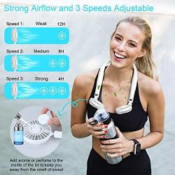 YND Portable Neck Fan Removable Neckband Fan 4000mAh Hand Free Mini Personal Fan with Dual Wind Head LCD Display USB Handheld Fan with 3 Level Air Flow for Outdoor Travel Sport(White)