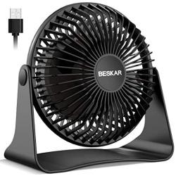 BESKAR USB Small Desk Fan - 6 Inch Portable Fans with 3 Speeds Strong Airflow, Quiet Operation and 360°Rotate, Personal Table Fan for Home,Office, Bedroom - 3.9 ft Cord