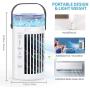 Portable Air Conditioner Fan, Personal Air Cooler, Evaporative Mini Cooler Desk Fans with 400ML Water Tank and 3 Wind Speeds, with Handle, USB Powered, with Atmosphere Light , Desktop Cooling Fan for Room, Home, Office