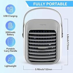 Portable Air Conditioner, Evaporative Air Cooler ,Personal Air Cooler with 3 Speeds 7 Colors, Mini Quiet Cordless Personal Air Cooler with Handle for Bedroom, Office, Dorm, Car,Camping