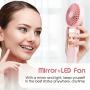 Mini Fan Handheld with LED Lights Adjustable, Portable Fan Rechargeable Quiet 3 Speed Mirror Fan, Small USB Hand Fan, Gift for Women Travel Outdoor Indoor Table Fan - Pink
