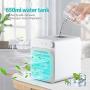 Portable Air Conditioner, Mini Personal Rechargeable Evaporative Air Cooler USB Quiet Desktop Cooler Fan with 2 Ice Crystal Box 3 Fan Speeds, Blue LED Night Light Function for Home, Office and Room