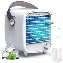 Portable Air Conditioner, 3 in 1 Personal Air Conditioner, Quiet Air Cooler Fan/Humidifier, Build-in Ice Tray, USB Interface, Mini Air Conditioner for Bedroom/Office/Camping/Outdoor