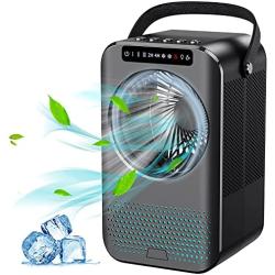 Personal Air Cooler, Portable Air Conditioner Fan, Evaporative Mini Cooler Desk Fans with 600ML Water Tank and 3 Speeds, Cooling Mist Humidifier with 8 Colors Night Light for Room/Office/Dorm/Bedroom