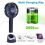 YIHUNION Mini Handheld Fan Portable, Hand held Personal Fan Rechargeable Battery Operated Powered Cooling Desktop Electric USB Fan with Fan Stand, 2500mAh Battery 4 Modes for Home Travel Outdoor（Blue)