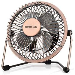 OPOLAR 4 Inch USB Small Desk Fan, Ultra-Quiet Design, with 360 Rotation, 3.8 ft Cable, Portable Cooling for Home & Office,Brown