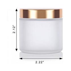 Frosted Clear Thick Glass Straight Sided Jar with Gold Metal Overshell Lid - 2 oz / 60 ml (6 pack) + Spatulas