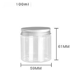 6Pcs 100 Clear Round Plastic Jars with Aluminium Lid - Empty Cosmetic Containers Bottle Case Pot for Storage Food Sample Lotion Facial Cream Mask Ointment Tea Pill