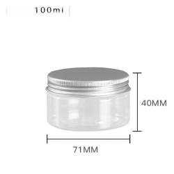 6Pcs 100 Clear Round Plastic Jars with Aluminium Lid - Empty Cosmetic Containers Bottle Case Pot for Storage Food Sample Lotion Facial Cream Mask Ointment Tea Pill