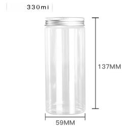 6Pcs 330 Clear Round Plastic Jars with Aluminium Lid - Empty Cosmetic Containers Bottle Case Pot for Storage Food Sample Lotion Facial Cream Mask Ointment Tea Pill