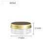 6Pcs 60ml Clear Round Plastic Jars with Golden Aluminium Lid - Empty Cosmetic Containers Bottle Case Pot for Storage Food Sample Lotion Facial Cream Mask Ointment Tea Pill