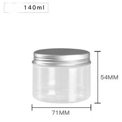 6Pcs 140ml Clear Round Plastic Jars with Aluminium Lid - Empty Cosmetic Containers Bottle Case Pot for Storage Food Sample Lotion Facial Cream Mask Ointment Tea Pill