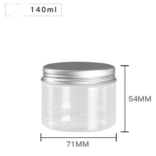 6Pcs 140ml Clear Round Plastic Jars with Aluminium Lid - Empty Cosmetic Containers Bottle Case Pot for Storage Food Sample Lotion Facial Cream Mask Ointment Tea Pill