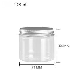 6Pcs 150 Clear Round Plastic Jars with Aluminium Lid - Empty Cosmetic Containers Bottle Case Pot for Storage Food Sample Lotion Facial Cream Mask Ointment Tea Pill